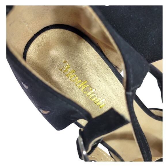 Modcloth T Strap Heels Black Pump Refreshed Zest Retro Ankle Strap Cutout Size 9 - Picture 10 of 16